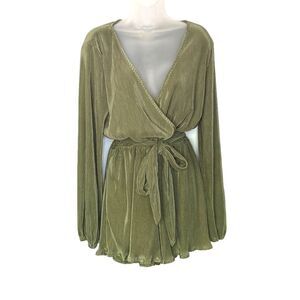 Cloud Ten Boutique Romper Green Pleated NWT